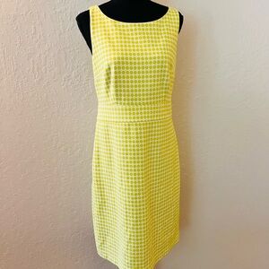 Ann Taylor Chartreuse Geometric‎ Midi Dress